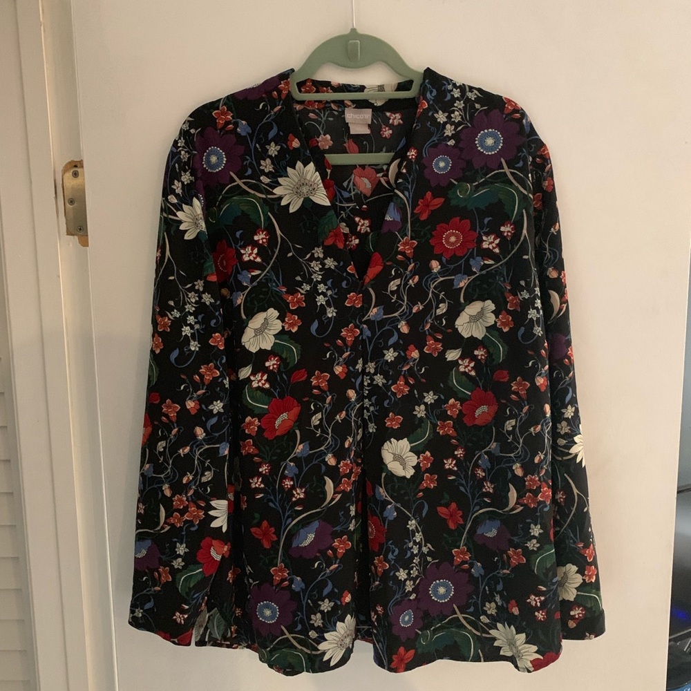 Charming Chico’s Size 16/18 Women’s Floral Blouse